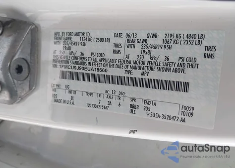 2014 Ford Escape Titanium из США, поврежденный, VIN 1FMCU9J90EUA18660